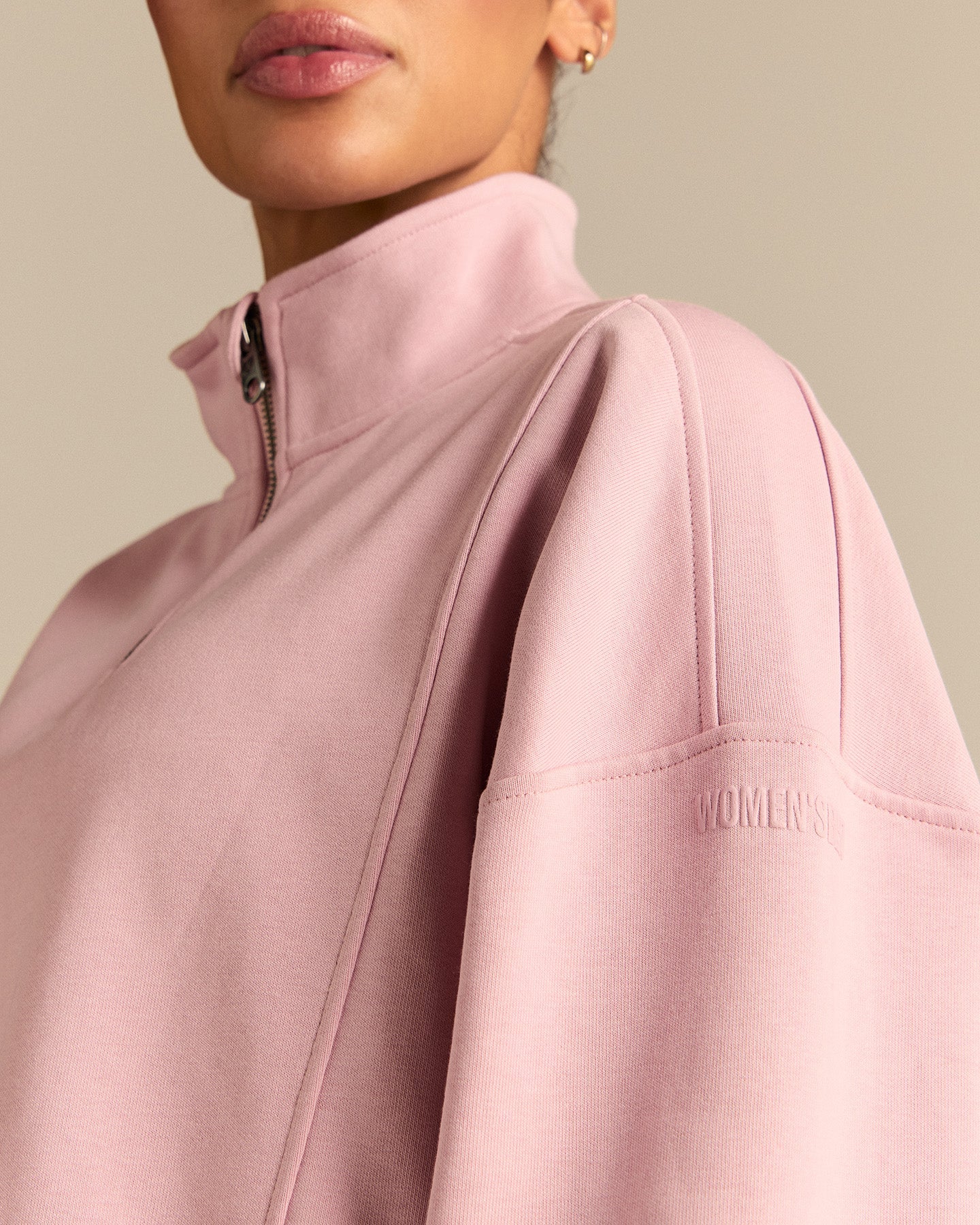 Comfort Lightweight Half Zip Draw Hem Sweat | Sweet Pink - Image 6