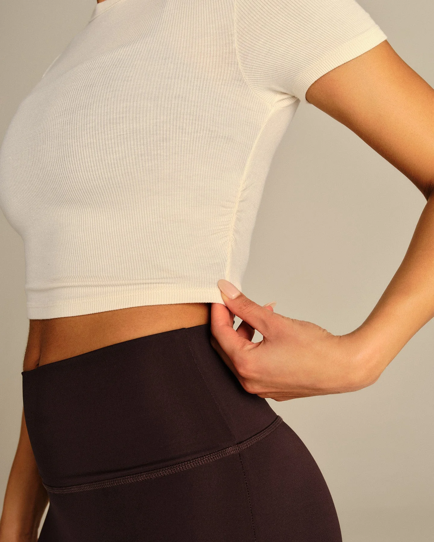 Comfort Ribbed Cropped T-Shirt | Coconut White - Image 6