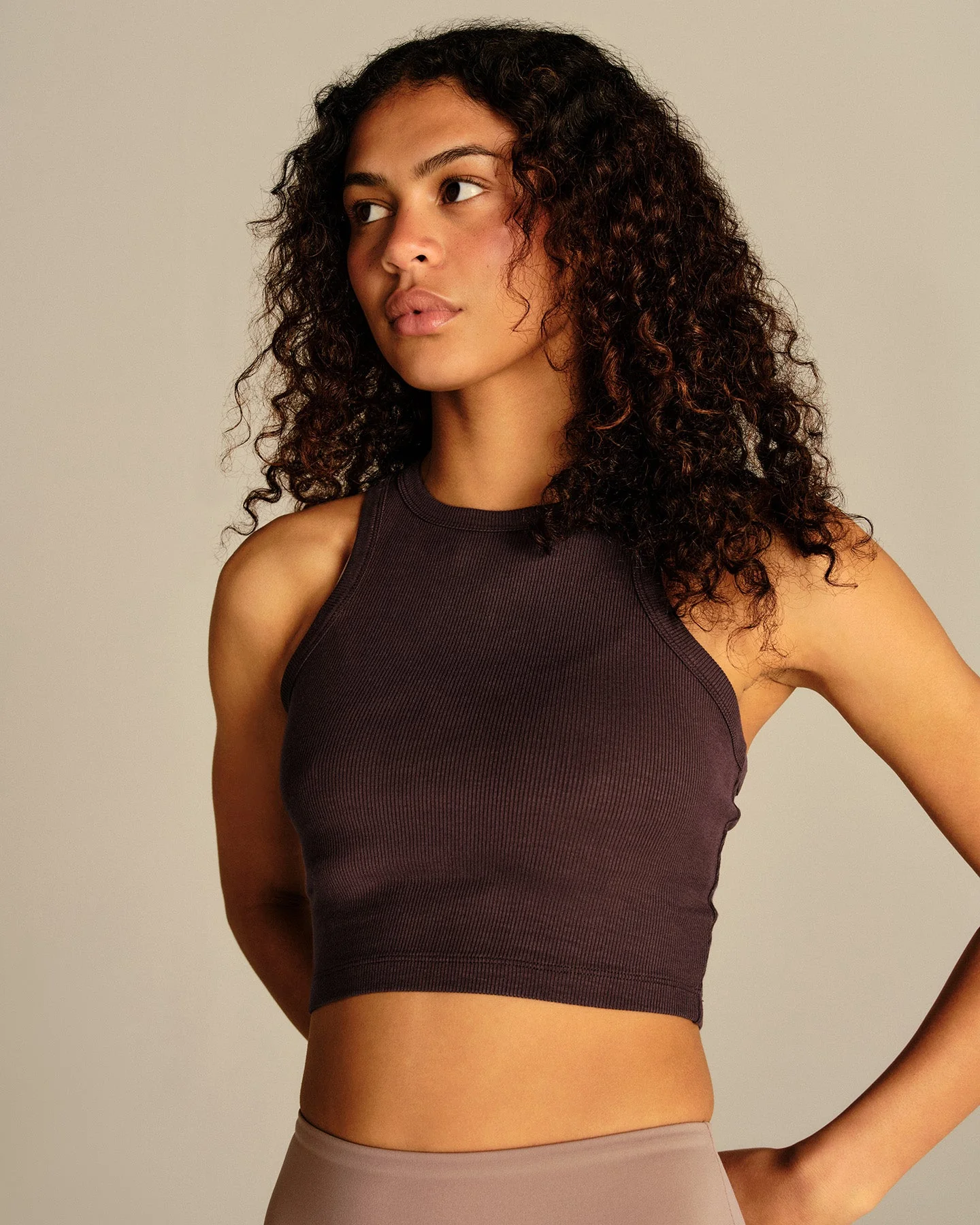Comfort Ribbed Cropped Tank | Cafe Noir