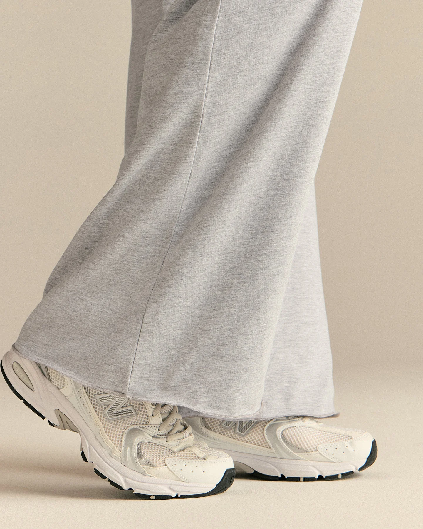 Cotton Contour Fold Over Straight Leg Pants | Grey Marl - Image 7