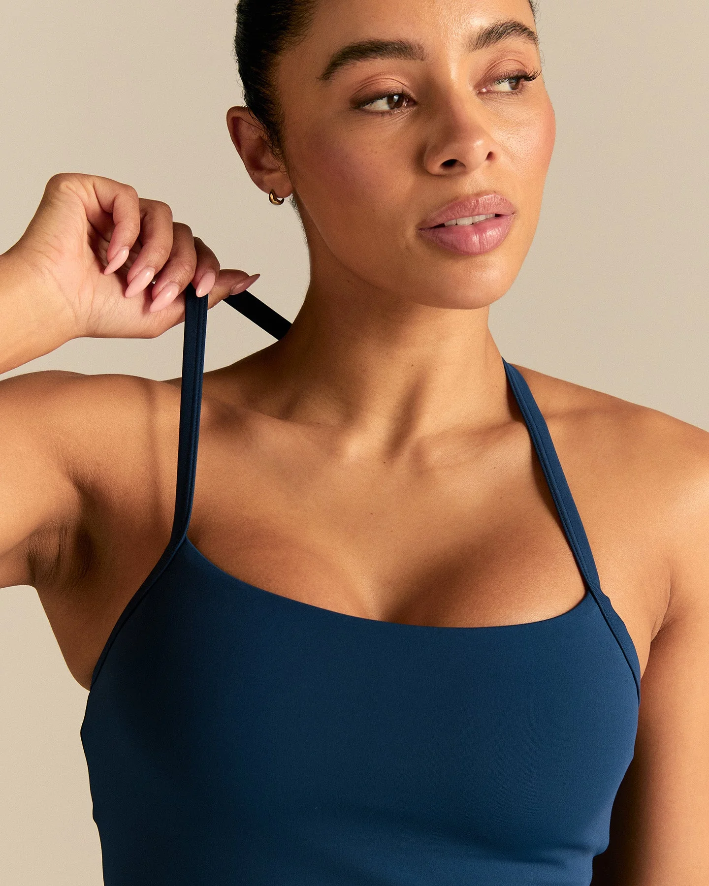Essential Built-In Bra Crop Tank Top | True Navy - Image 3