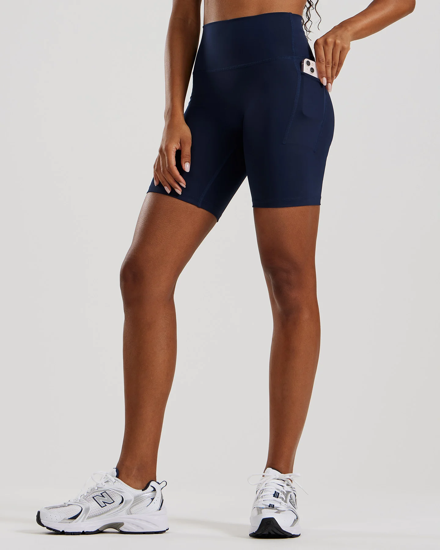 Essential High Waist Cycling Shorts with Pockets | Sapphire Blue