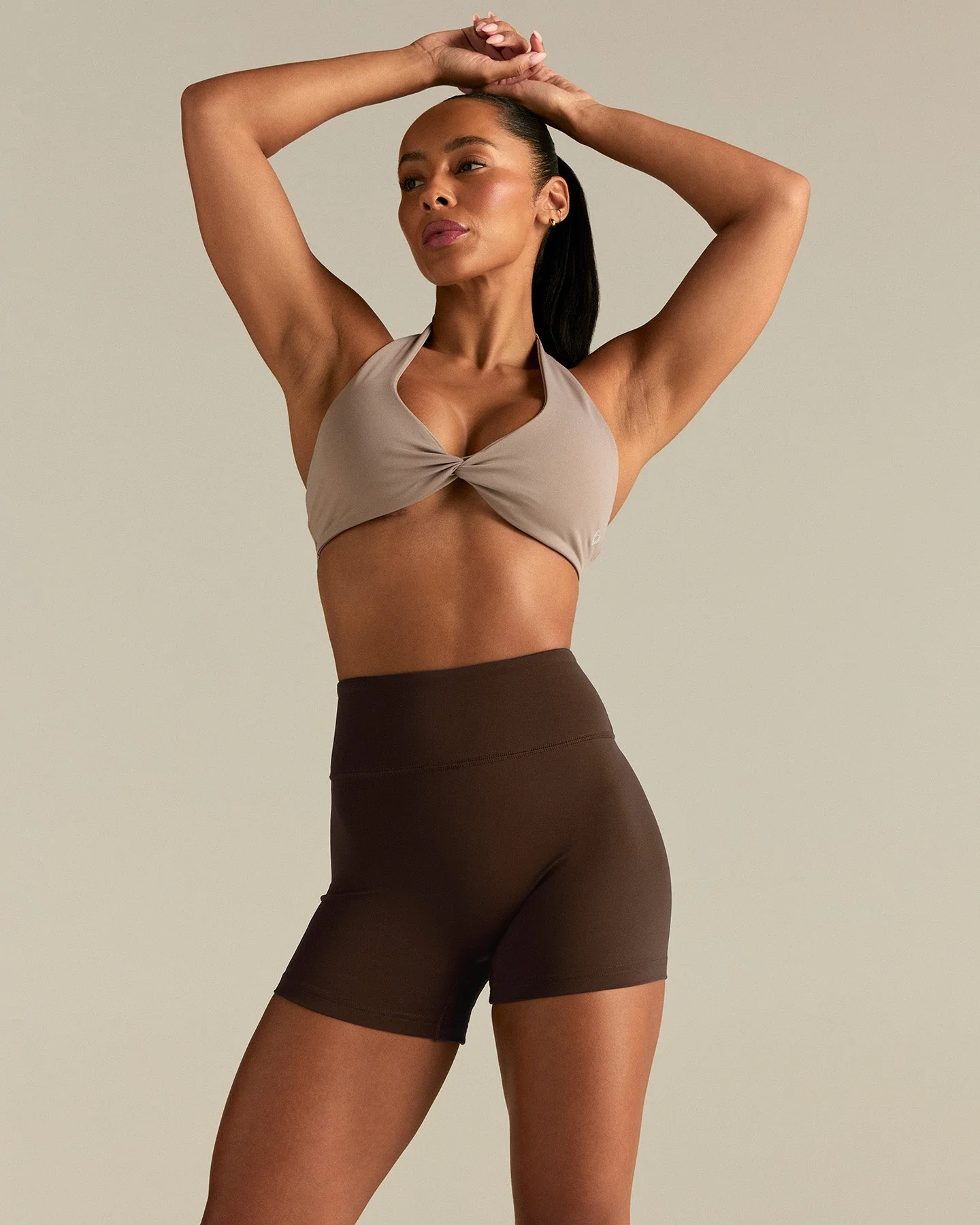 Essential Twist Front Halter Bra | Buff - Image 6