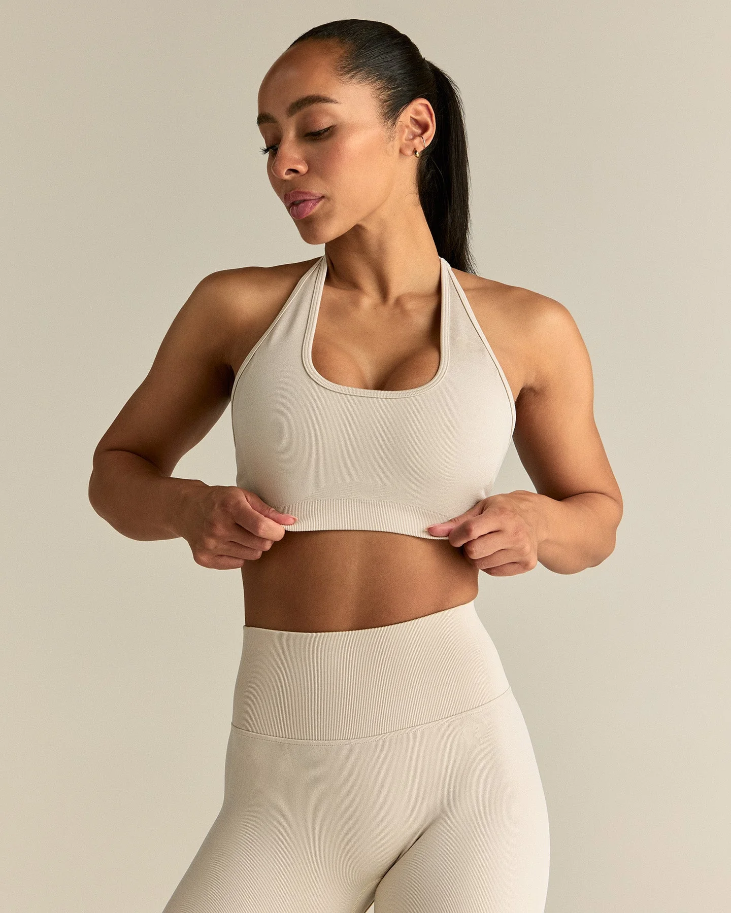 Motion Seamless Halter Bra | Off White - Image 8