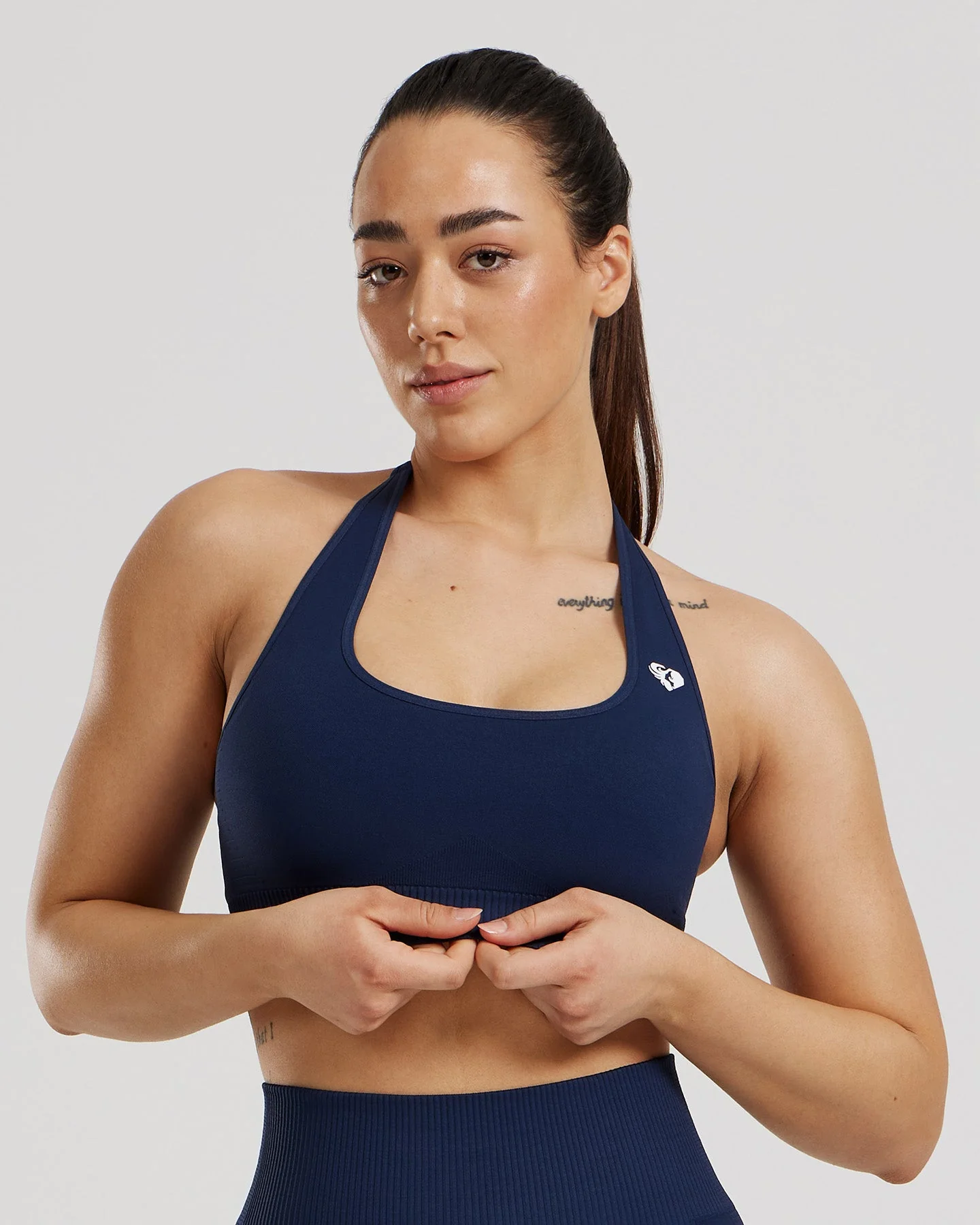 Power Halter Neck Bra | Sapphire Blue