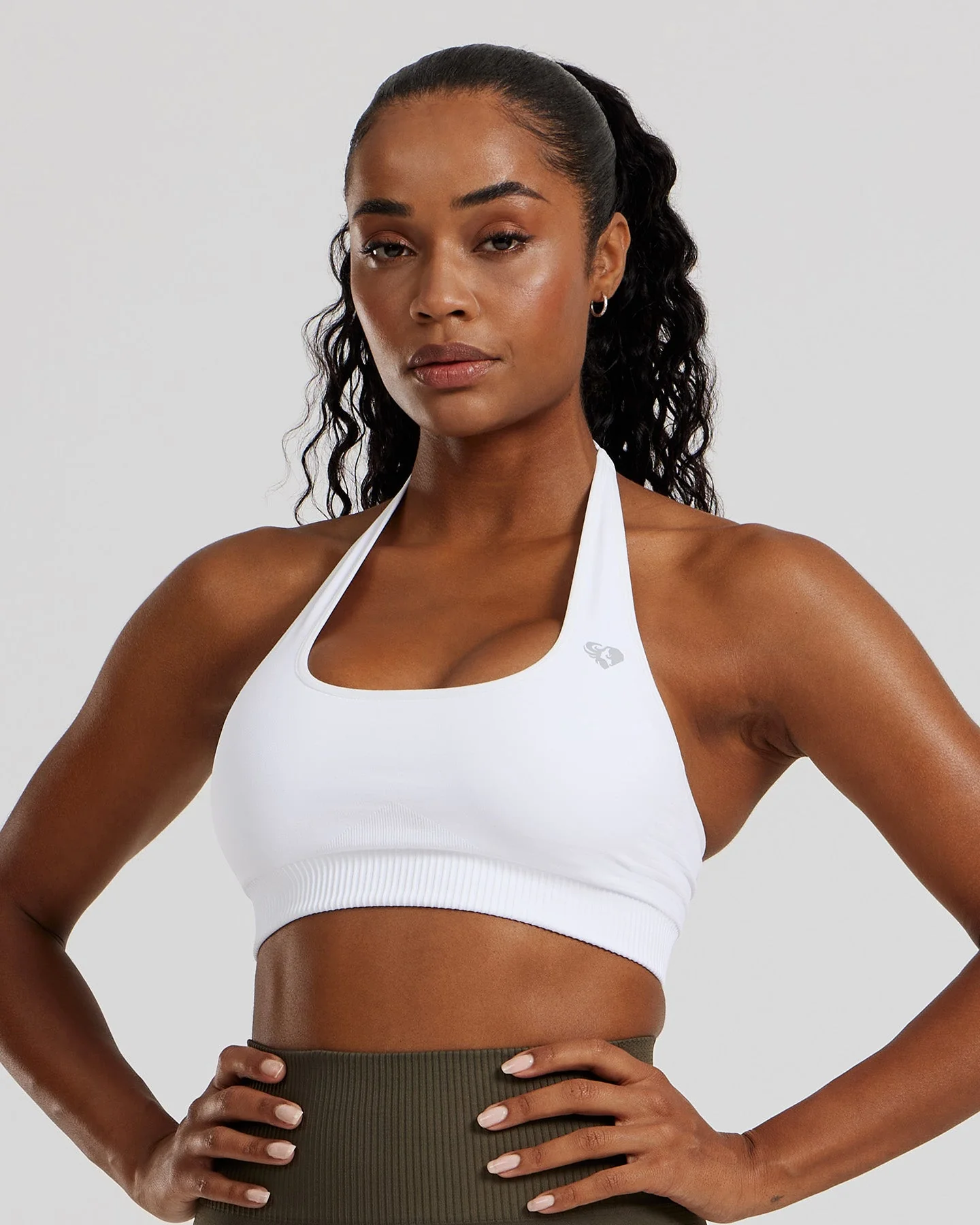 Power Halter Neck Bra | White