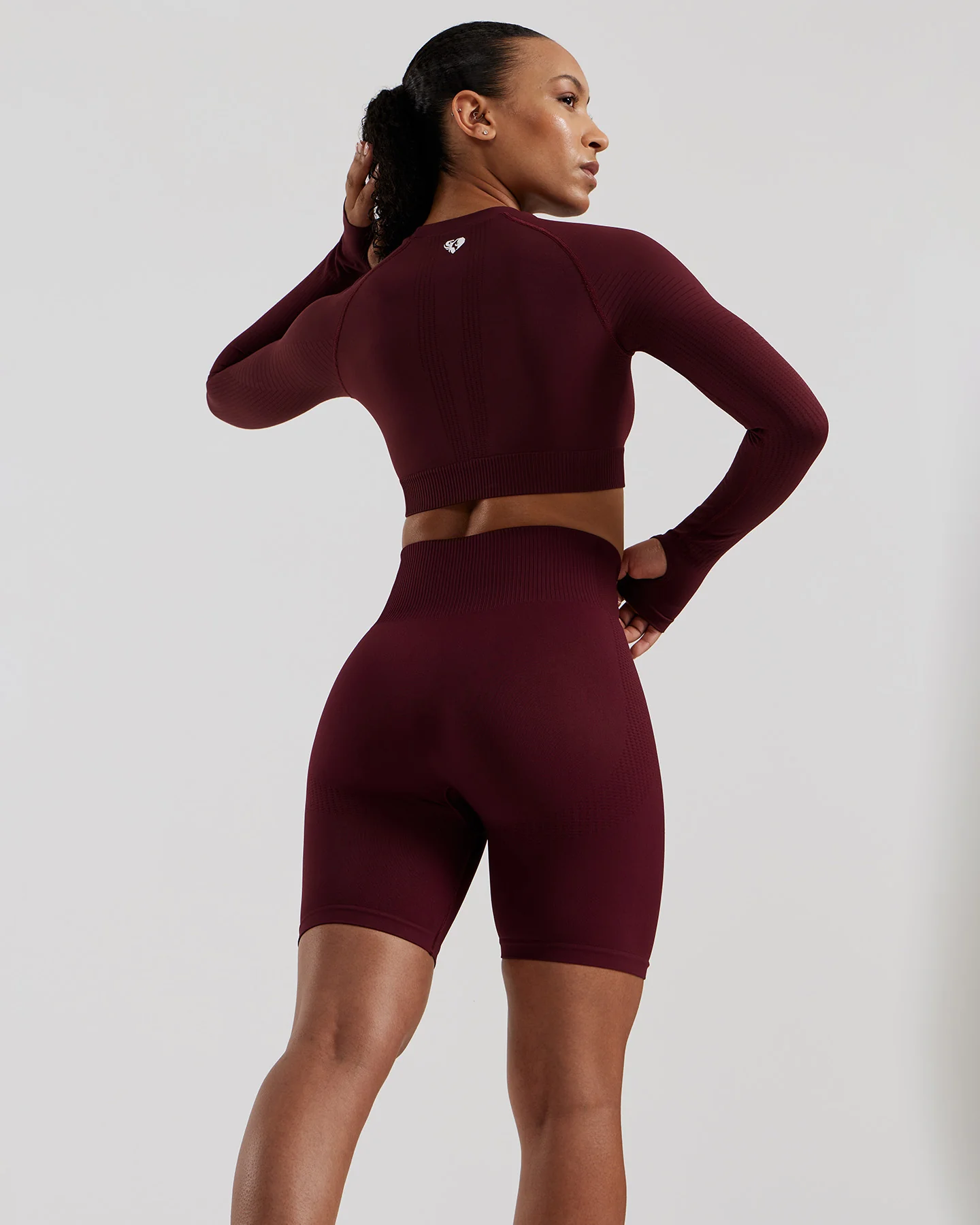 Power Long Sleeve Crop Top | Dark Cherry - Image 6
