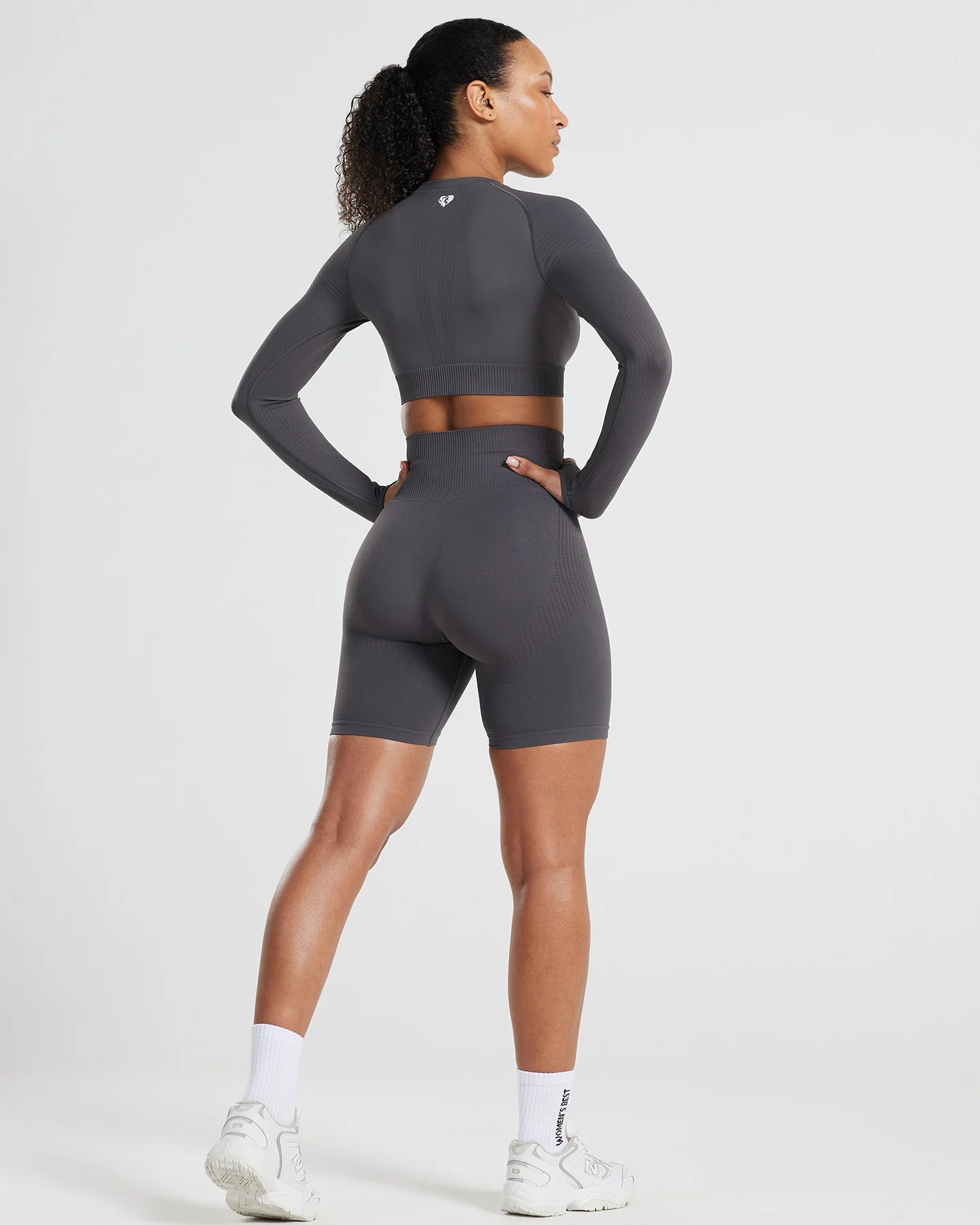 Power Long Sleeve Crop Top | Graphite - Image 6
