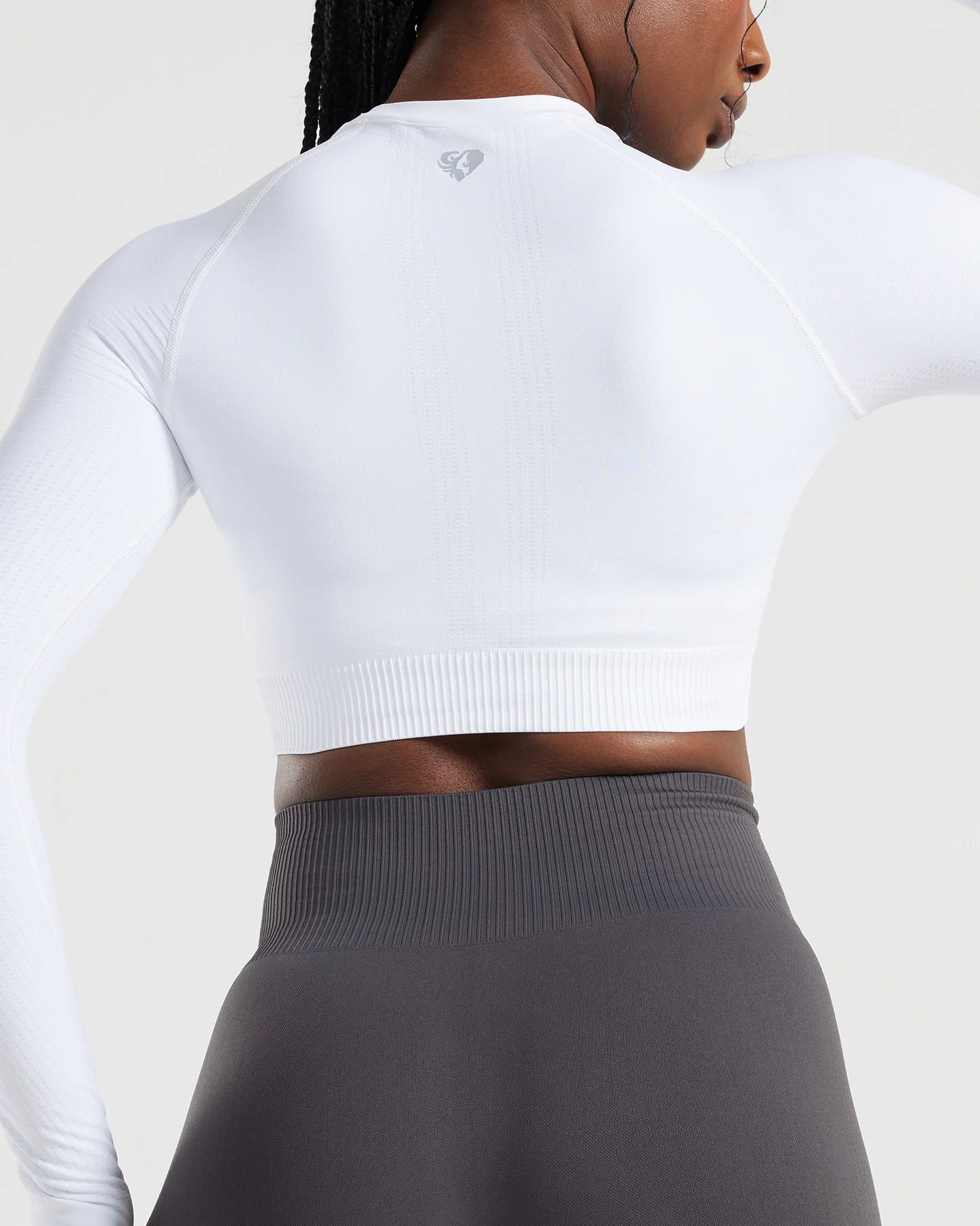 Power Long Sleeve Crop Top | White - Image 3