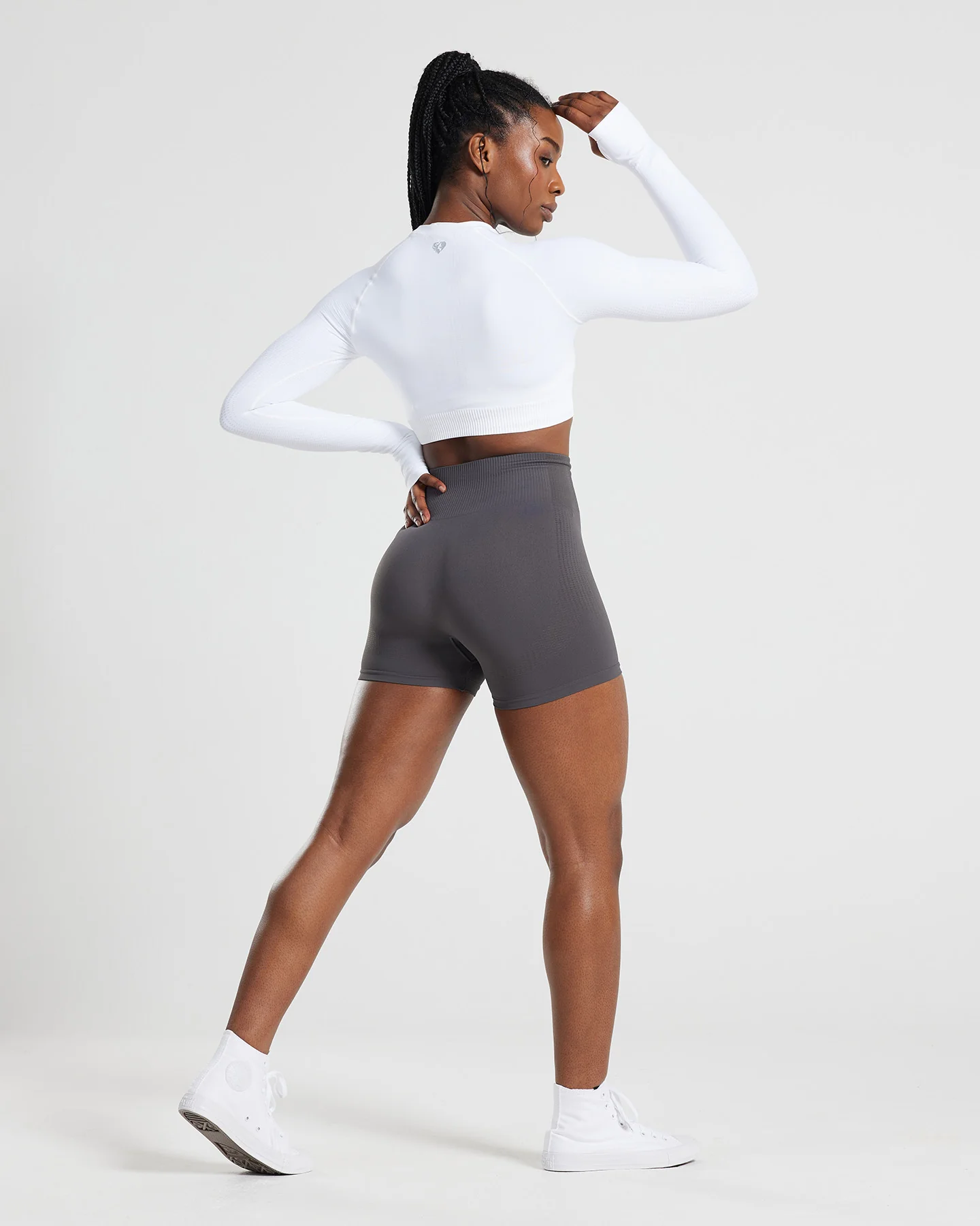 Power Long Sleeve Crop Top | White - Image 6