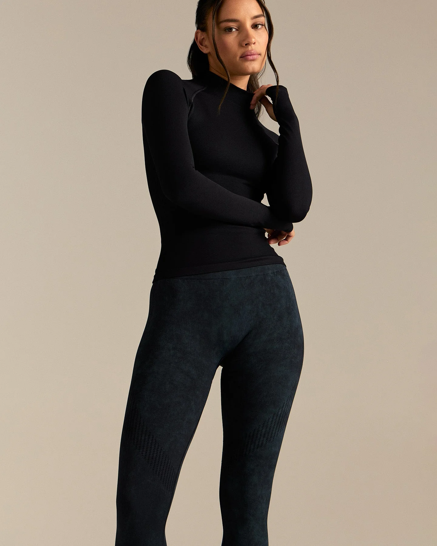 Power Mock Neck Long Sleeve Top | Black - Image 7