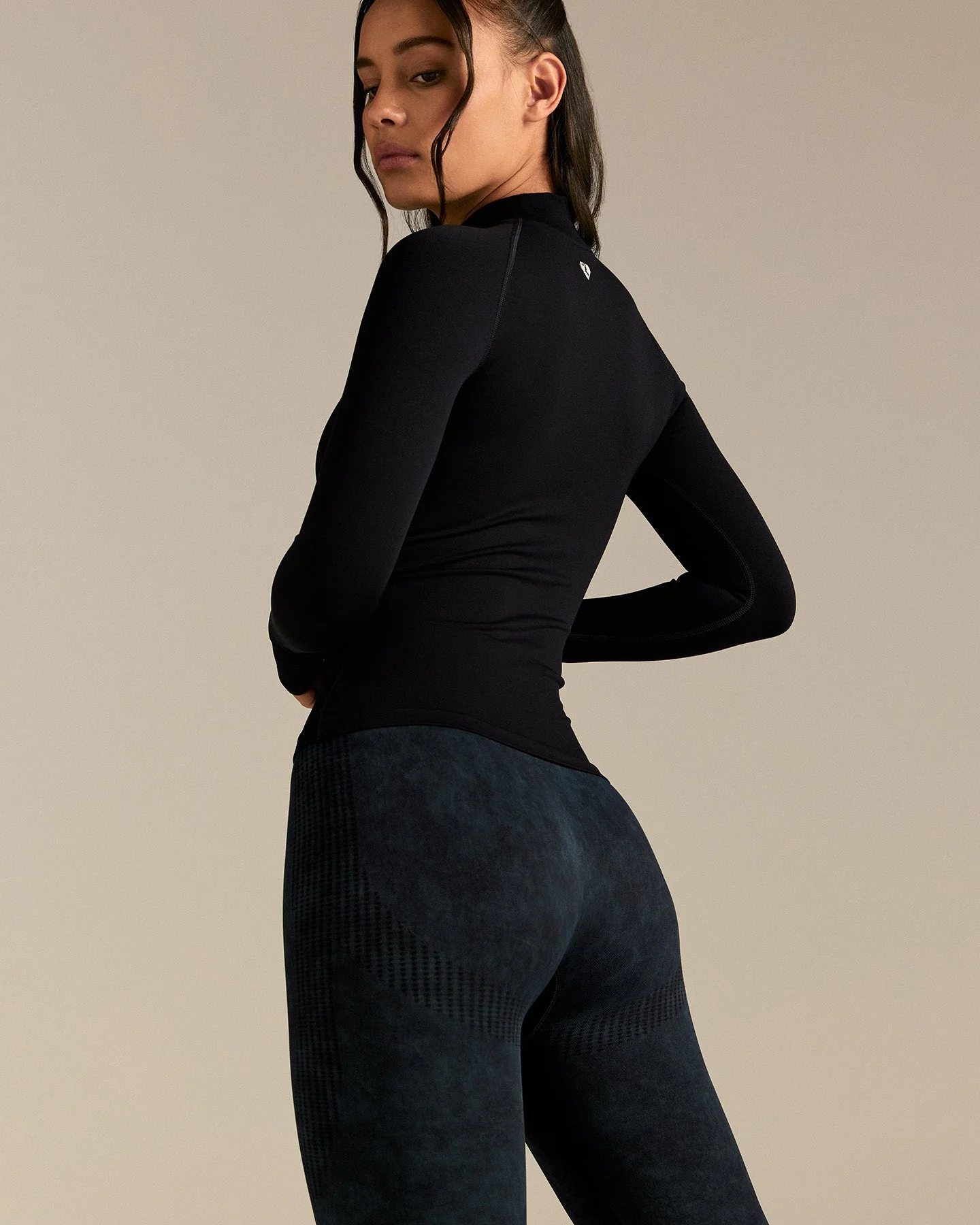 Power Mock Neck Long Sleeve Top | Black - Image 8