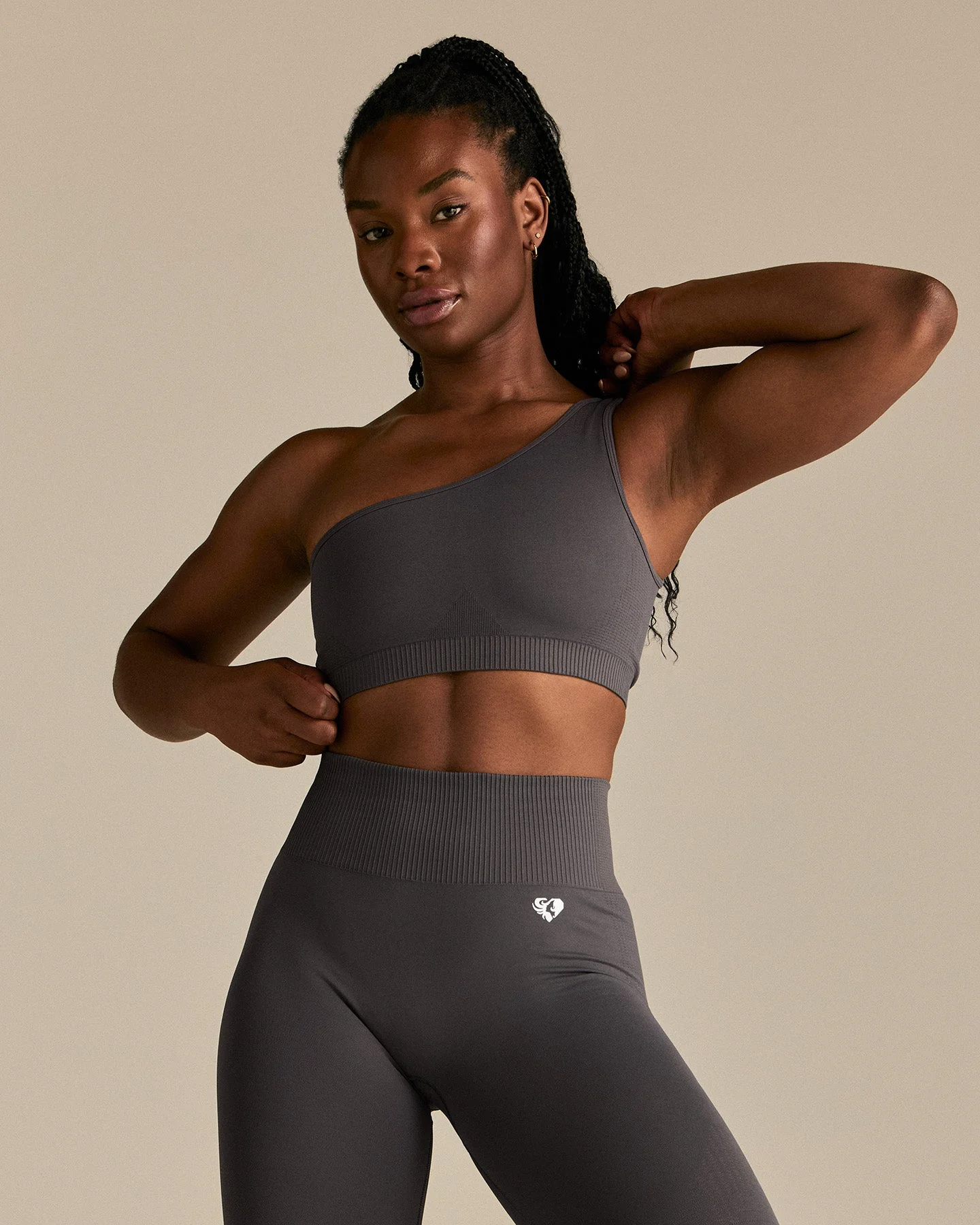 Power One Shoulder Bra | Graphite