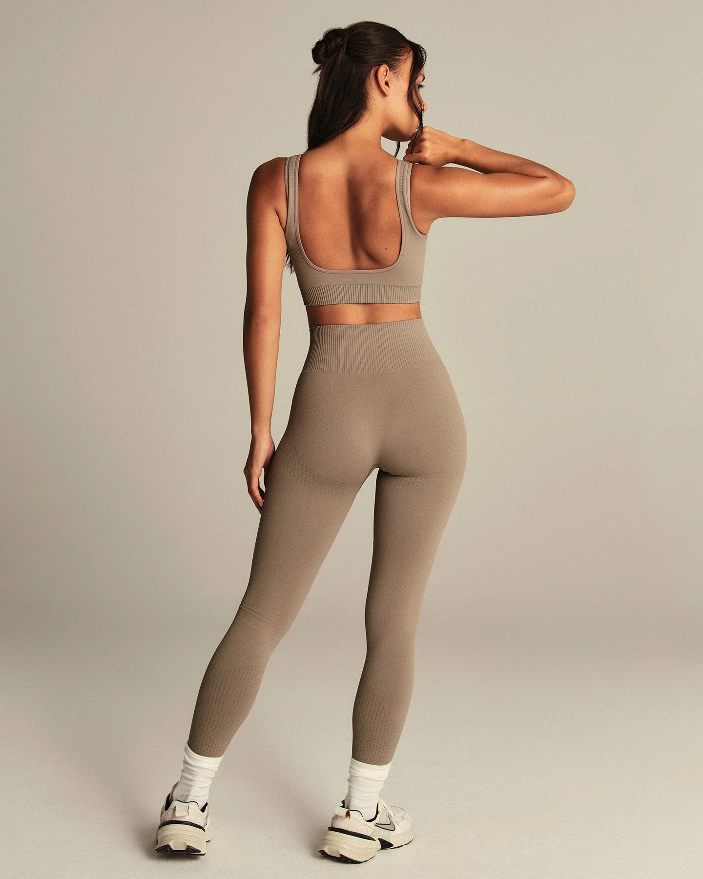 Power Open Back Mini Bra | Taupe Grey - Image 2