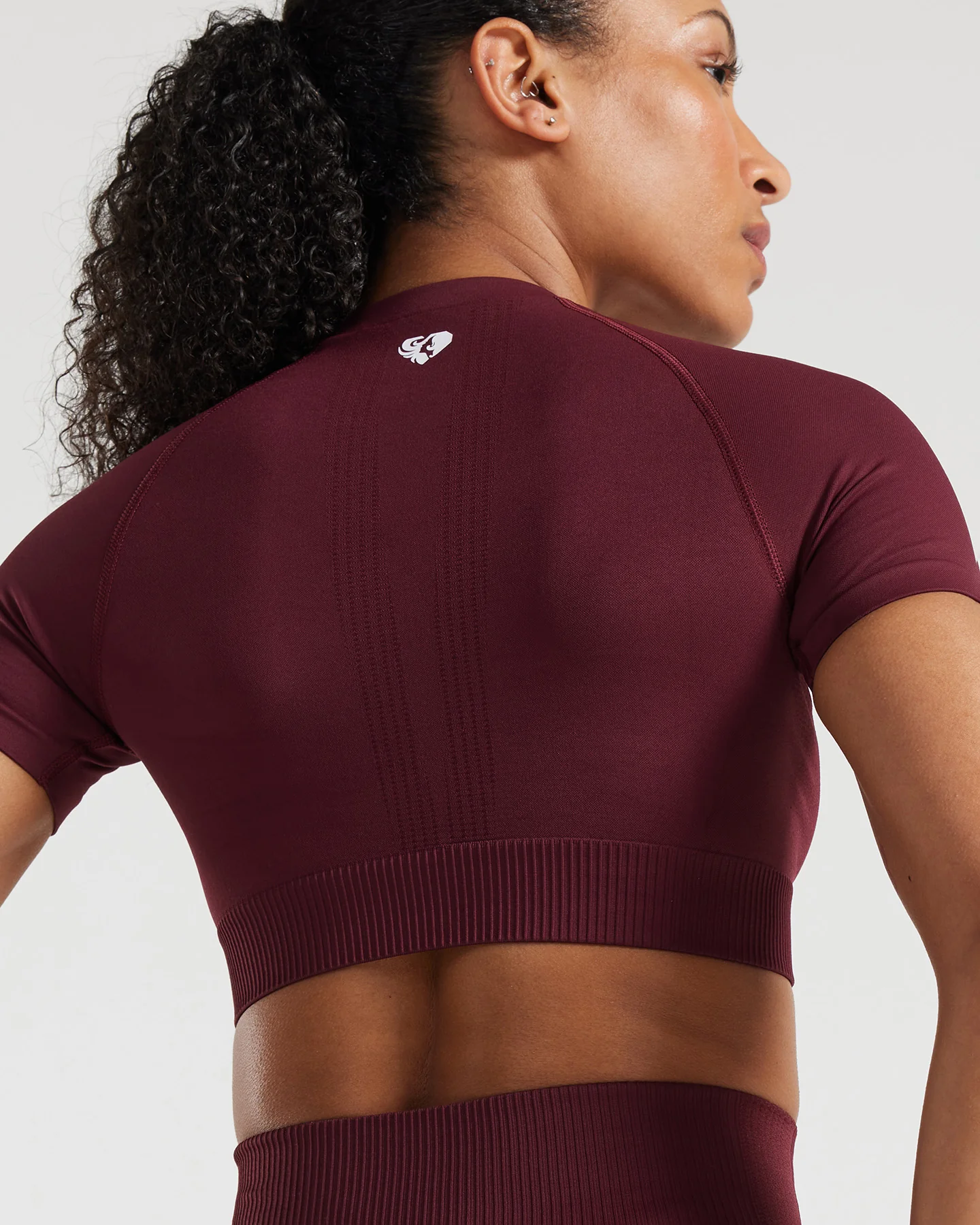 Power Short Sleeve Crop Top | Dark Cherry - Image 3