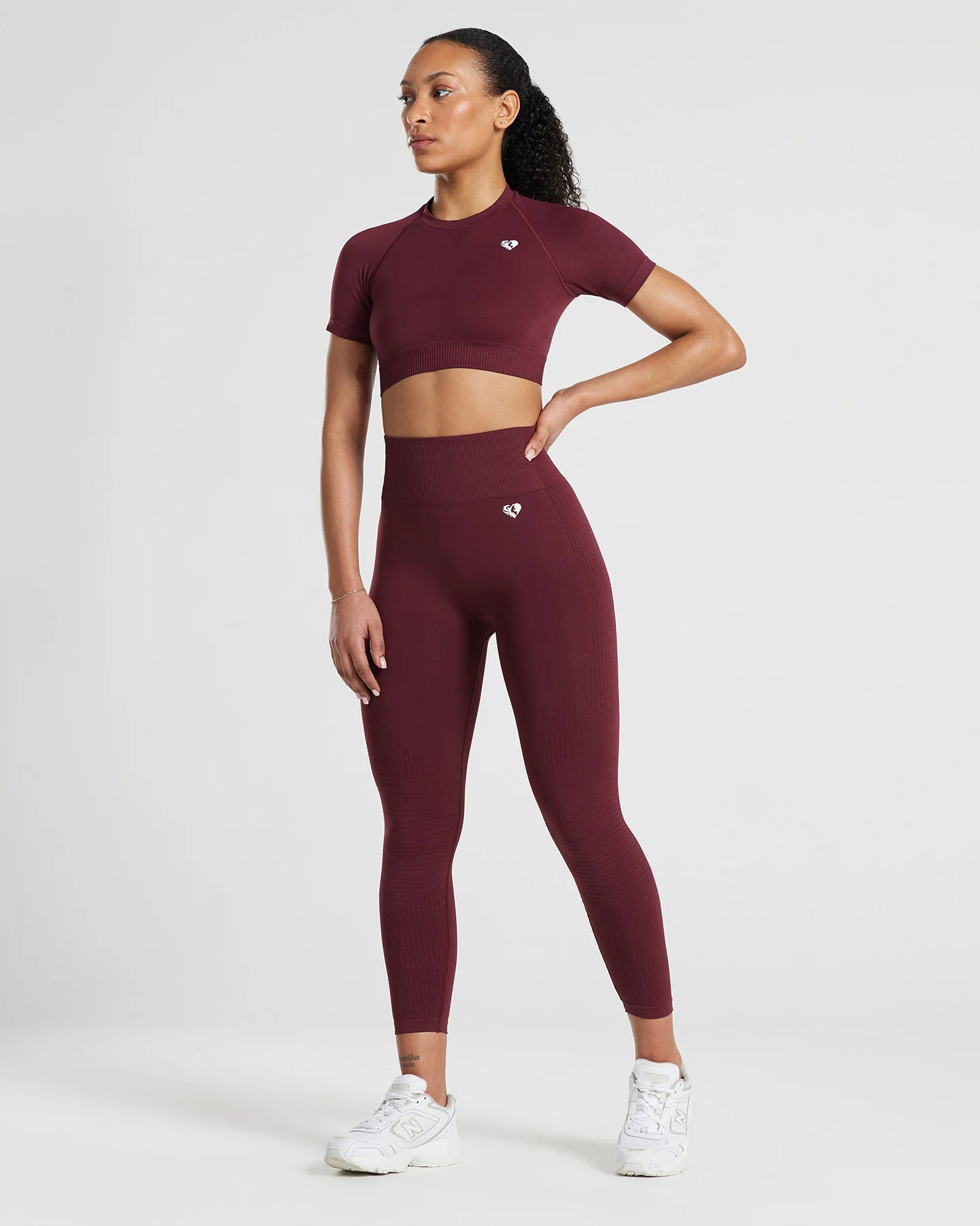 Power Short Sleeve Crop Top | Dark Cherry - Image 6