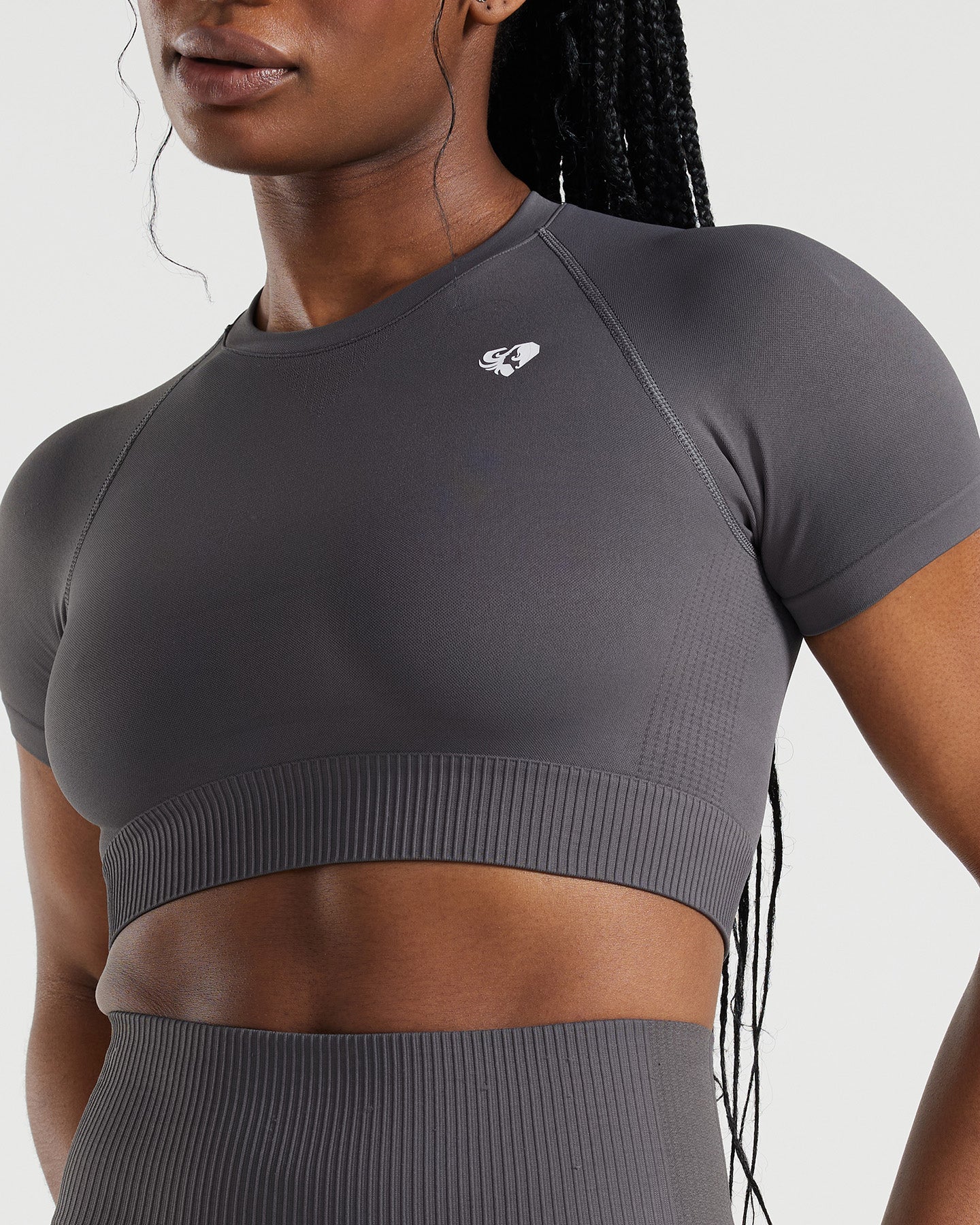Power Short Sleeve Crop Top | Graphite - Image 4