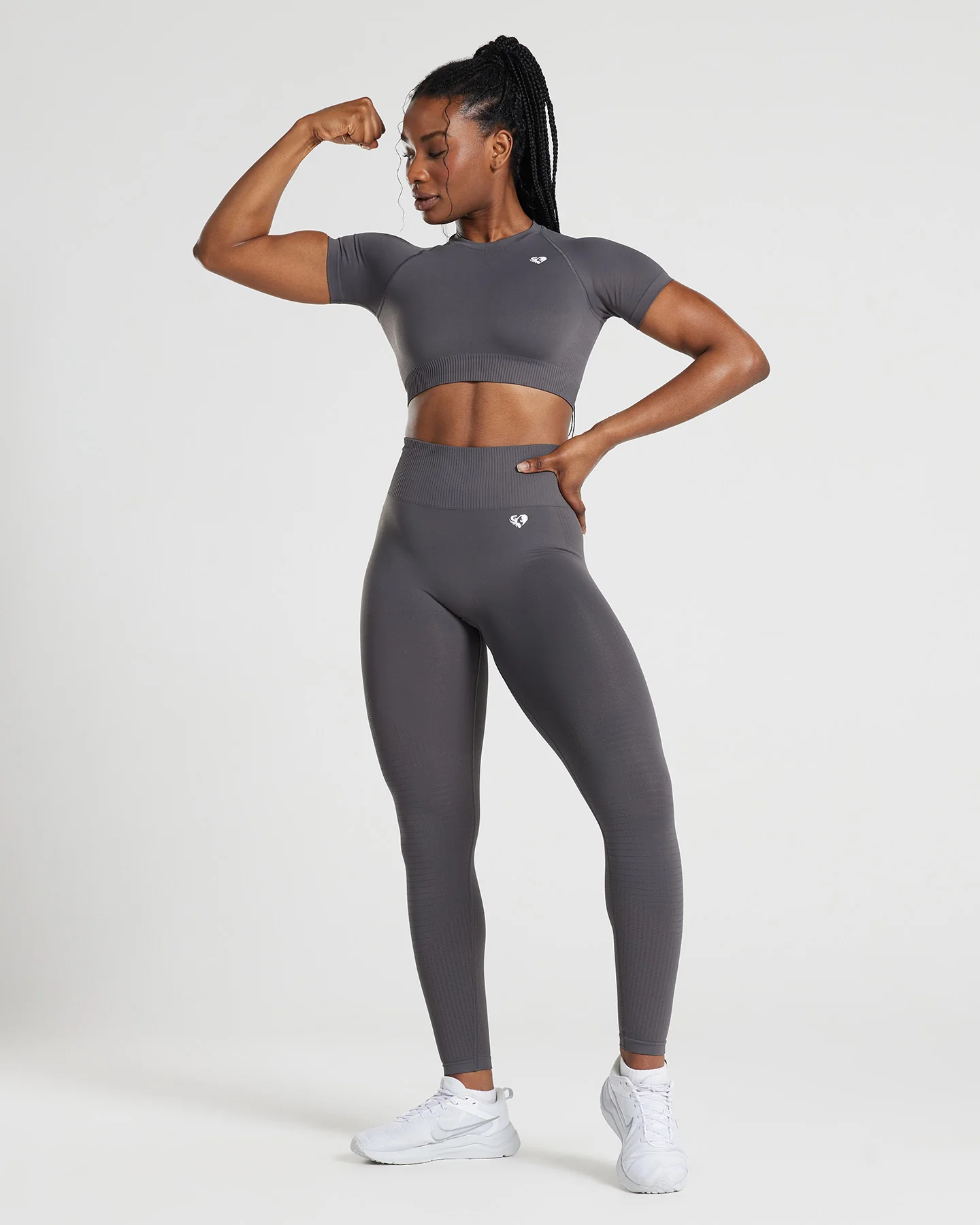 Power Short Sleeve Crop Top | Graphite - Image 6